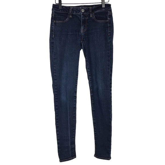 AMERICAN EAGLE Jeans Jegging Stretch Skinny Slim Dark Wash Denim Size 4 Regular - Picture 1 of 13